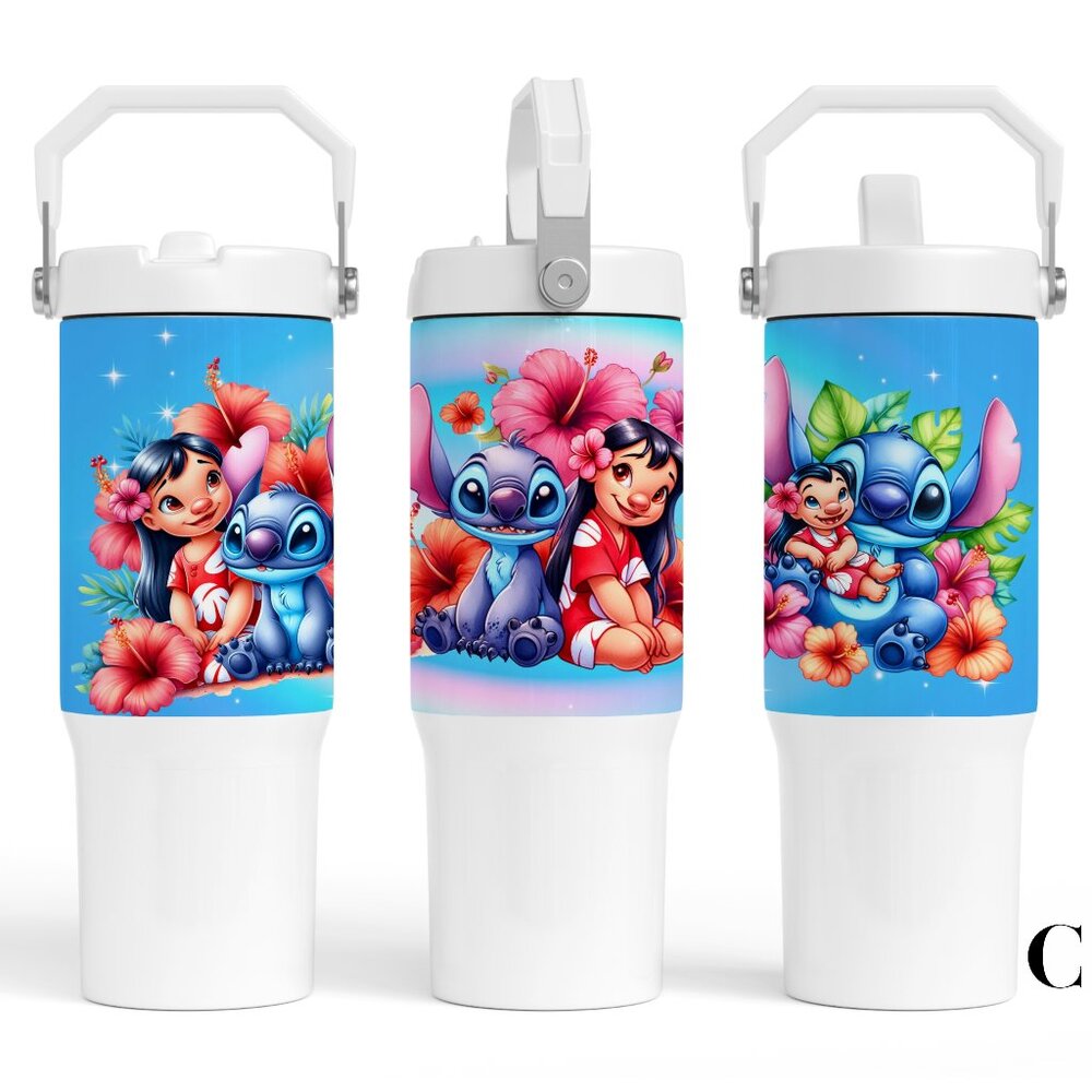 Custom Personalized Disney Lilo & Stitch 30 oz tumbler with handle flip straw. B